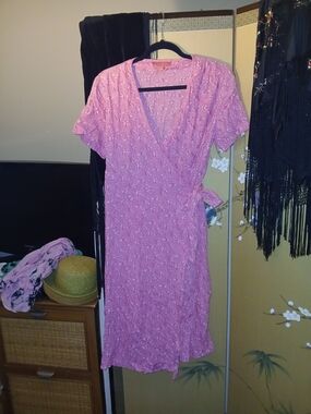 April Cornell Pink Floral Wrap Dress Sz.XS